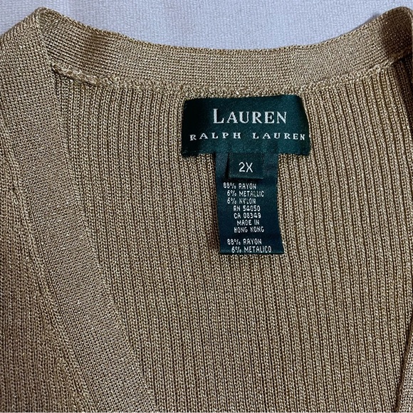 Ralph Lauren Knit Rayon Gold Tank Cardigan Set Size 2X - Picture 13 of 14